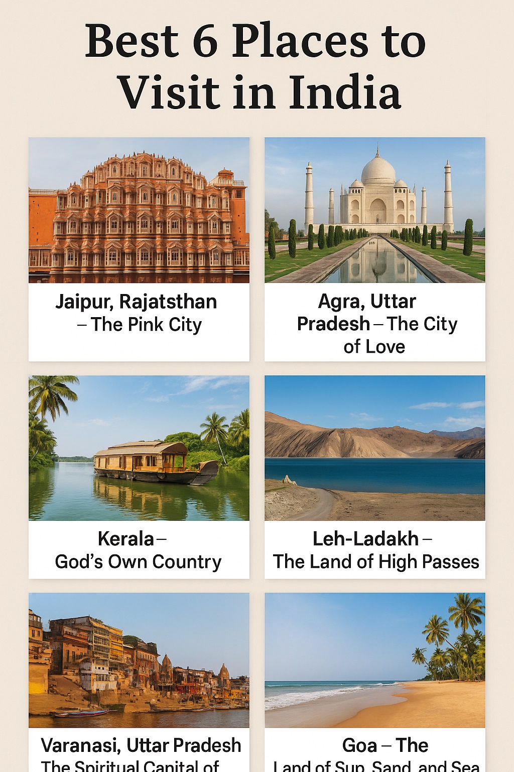 Best 6 Places to Visit in India: A Journey Through Diversity and Culture