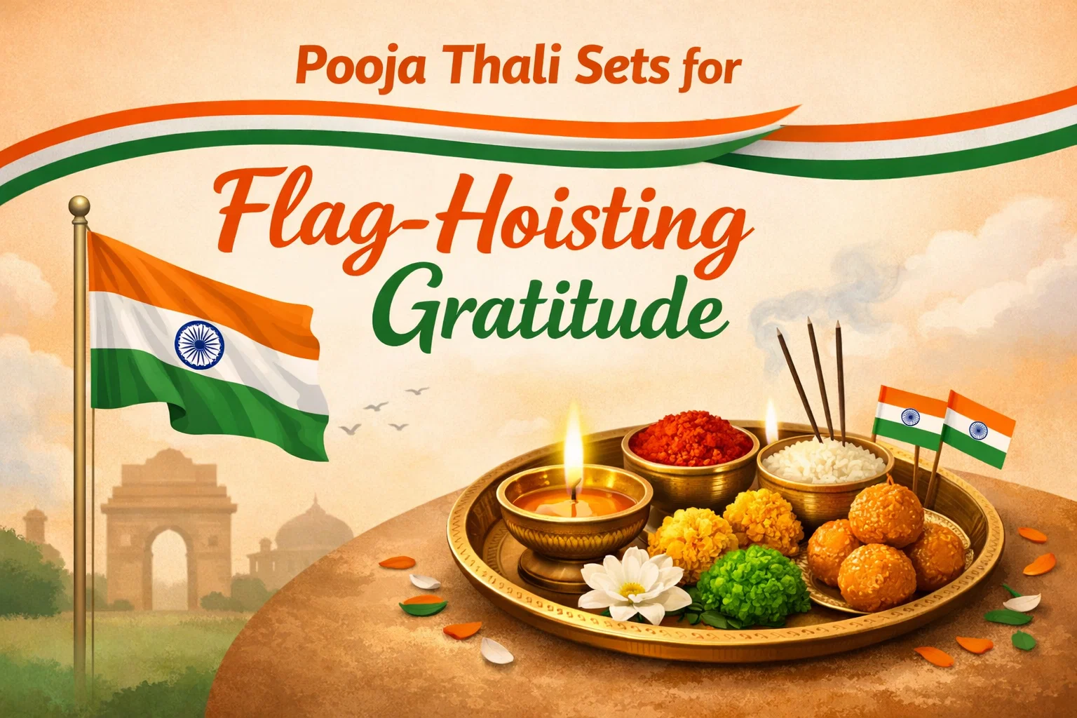 Puja Thali Sets for Flag-Hoisting Gratitude