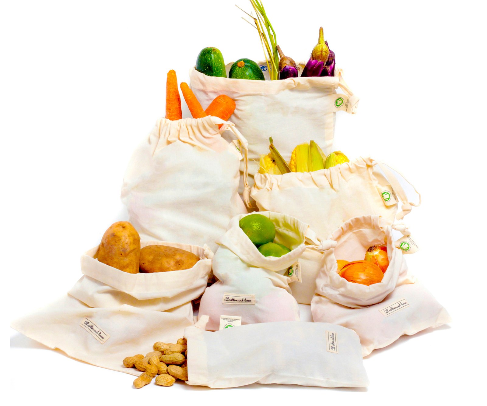 Cotton Muslin Bags for Grocery Shopping, Storage & Sustainable Living | All Cotton and Linen