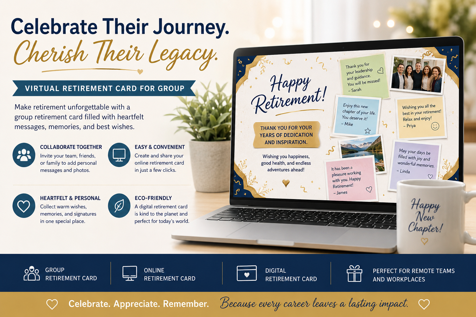Virtual Retirement Card for Group | Create Meaningful Group Retirement Cards Online
