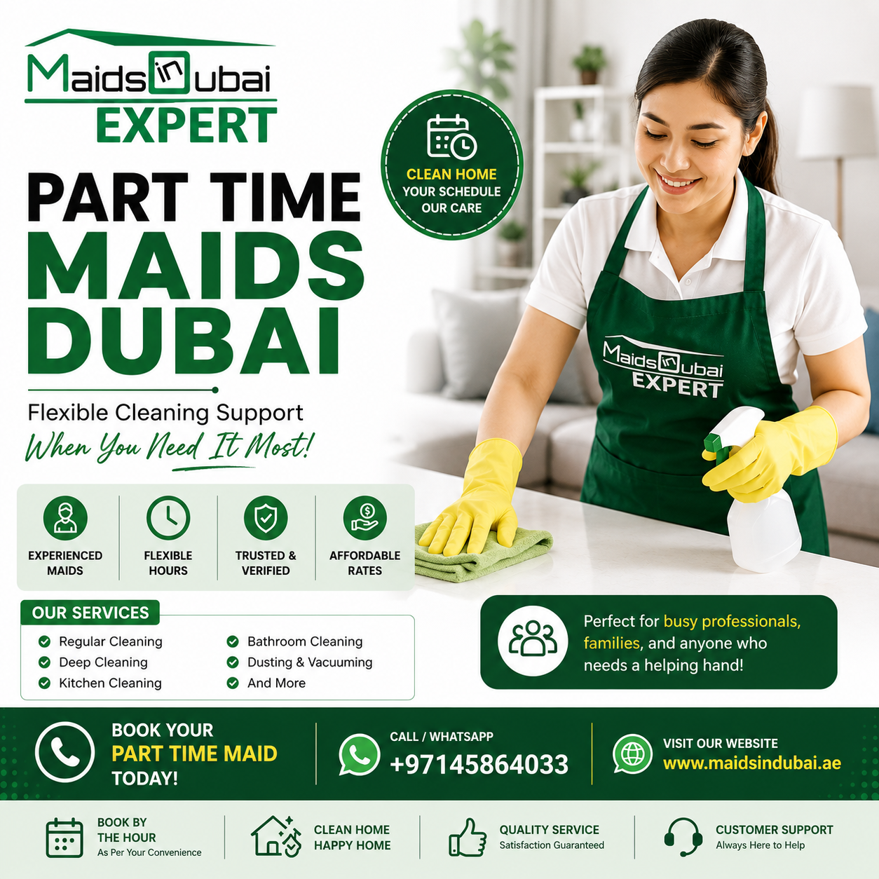 Tired of Cleaning After Work Book Part Time Maids Dubai