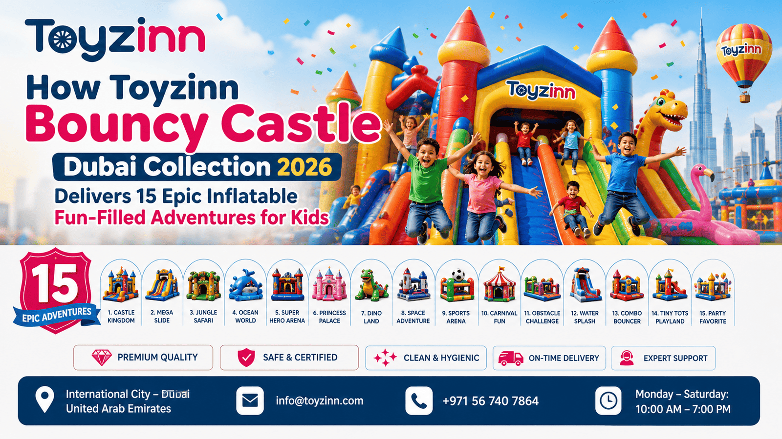 How Toyzinn Bouncy Castle Dubai Collection 2026 Delivers 15 Epic Inflatable Fun Filled Adventures for Kids