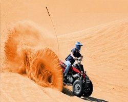 Evening Desert Safari with quad bike and sunset view